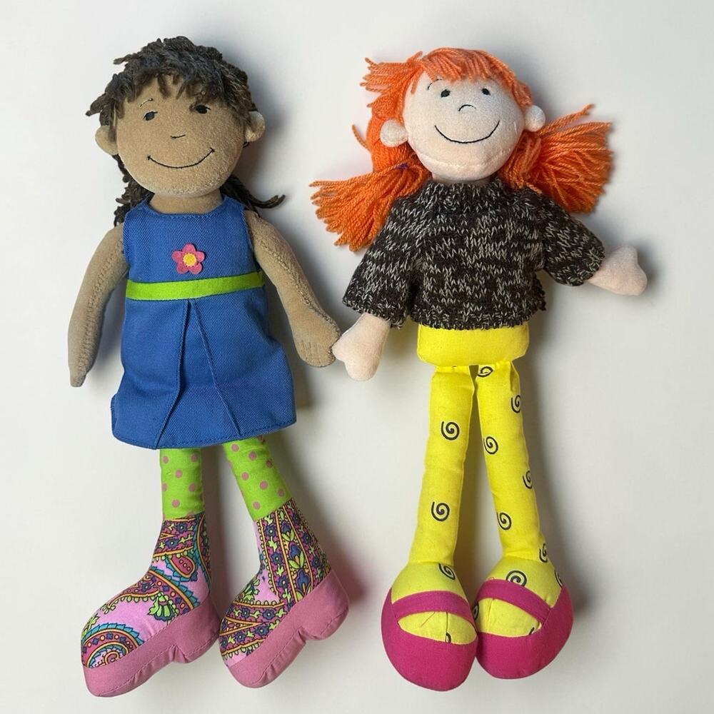 Lot of 2 Manhattan Toy Groovy Girls Plush Dolls 12” 2000 Y2K Soft Rag Dolls